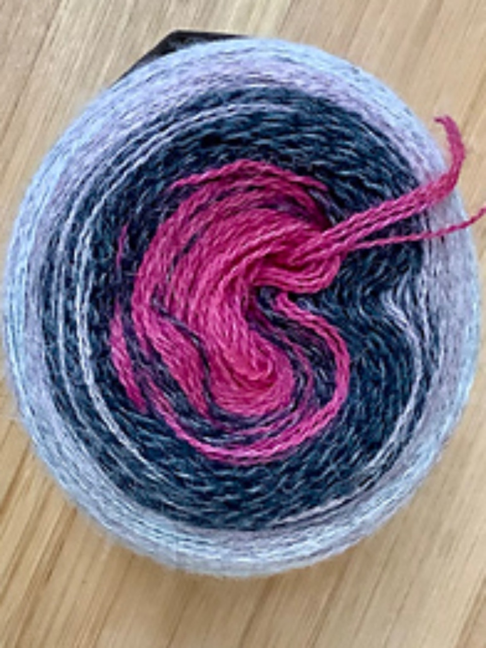 YARN | Gradient Wool Art Yarn Cake in Pink and Two Tones of Gray